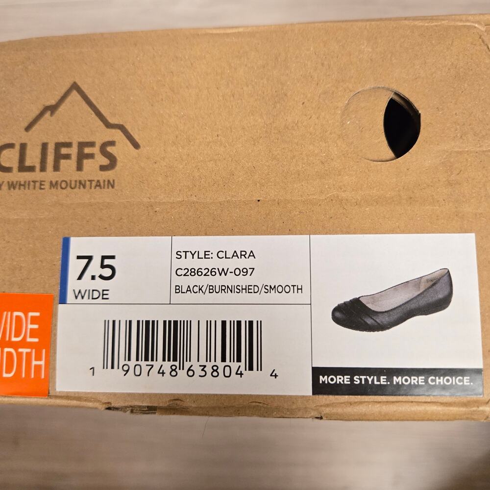 Women's Cliffs Flats Clara Black Comfort NWT 7.5 Wide - Picture 8 of 13